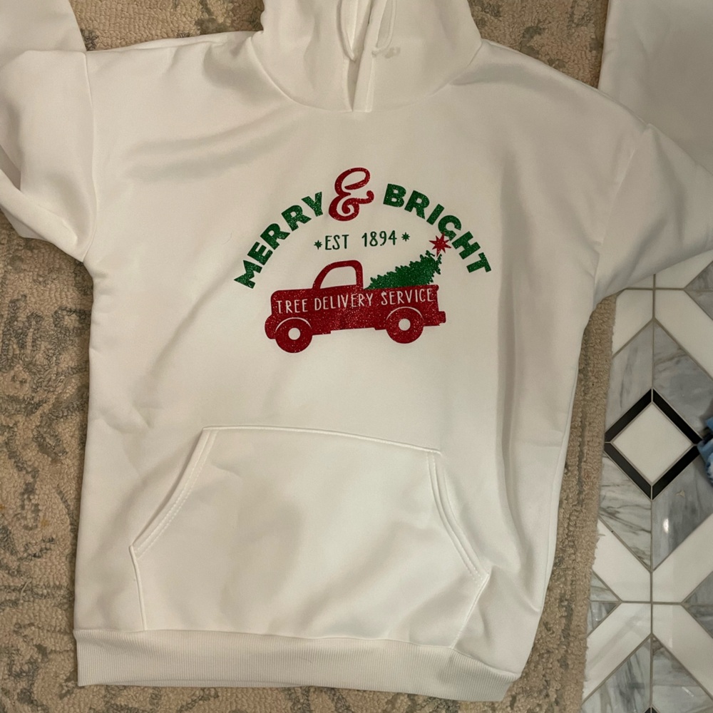 Merry and Bright hoodie handmade - Picture 3 of 3